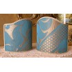 Clip-On Shield Shade Rubelli Sir Francis Blue Gold Crinkled Damask Fabric Mini Lampshade