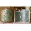 Wall Sconce Clip-On Shield Shade Fortuny Fabric Olimpia in Green & Silvery Gold Mini Lamp Shade