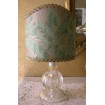 Vintage Murano Glass Table Lamp with Green and Gold Olimpia Fortuny Fabric Clip On Lamp Shade