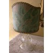 Vintage Murano Glass Table Lamp with Green and Gold Olimpia Fortuny Fabric Clip On Lamp Shade
