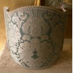 Venetian Lampshade in Rubelli Silk Brocatelle Fabric Tebaldo Aqua Pattern Half Lamp Shade