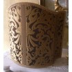 Venetian Lampshade in Rubelli Silk Lampas Fabric Brown and Gold Belisario Pattern Half Lamp Shade