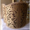 Venetian Lampshade in Rubelli Silk Lampas Fabric Brown and Gold Belisario Pattern Half Lamp Shade