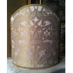 Venetian Lampshade in Rubelli Silk Lampas Fabric Ivory and Gold Gianduja Pattern Half Lamp Shade