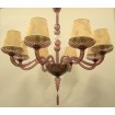 Authentic Italian Murano Amethyst Hand Blown Glass Chandelier with Rubelli Fabric Lamp Shades
