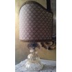 Authentic Italian Murano Gold Hand Blown Glass Table Lamp with Fortuny Fabric Lamp Shade