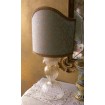 Authentic Italian Murano Ivory Flower Rose Hand Blown Glass Table Lamp with Fortuny Fabric Lamp Shade