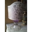 Authentic Italian Murano Alexandrite Rose Flower Hand Blown Glass Table Lamp with Rubelli Fabric Lamp Shade