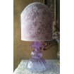 Authentic Italian Murano Alexandrite Hand Blown Glass Table Lamp with Lilac Rubelli Fabric Lamp Shade