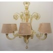 Authentic Italian Murano Amber Hand Blown Glass Chandelier with Rubelli Fabric Lamp Shades