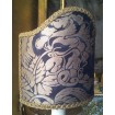 Clip-On Shield Shade Fortuny Fabric Dandolo in  Midnight Blue & Silvery Gold Half Lampshade