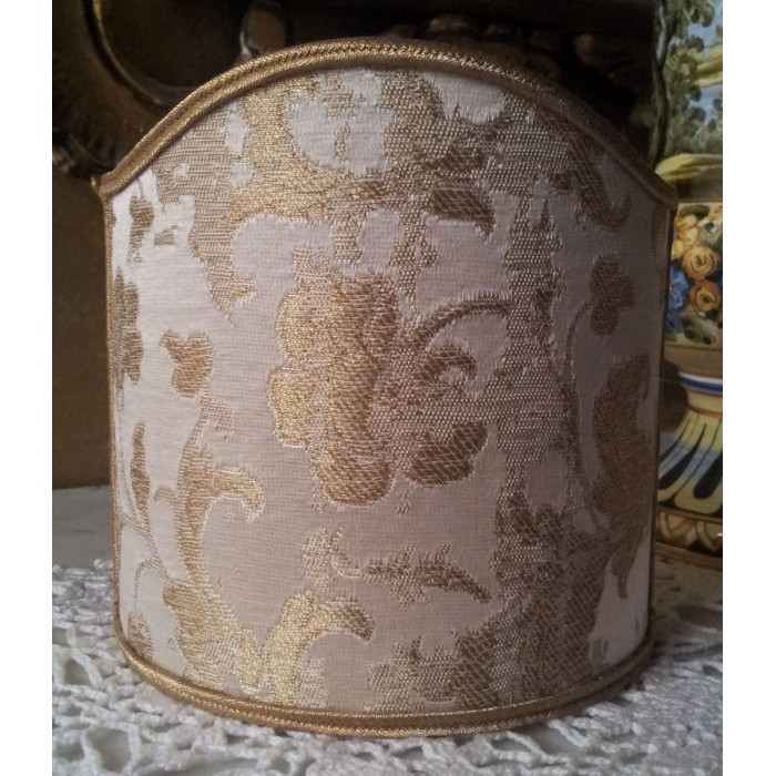 Wall Sconce Clip On Shield Shade White and Gold Silk Jacquard Rubelli Les Indes Galantes Pattern