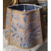 Fancy Square Lamp Shade Fortuny Fabric Blue & Silvery Gold Demedici Pattern