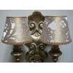 Wall Sconce Chandelier Clip On Lamp Shade in White & Gold Silk Lampas Rubelli Gianduja Pattern