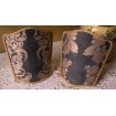 Wall Sconce Venetian Clip On Shield Shade Fortuny Fabric Midnight Blue & Silvery Gold Dandolo Pattern Half Lampshade