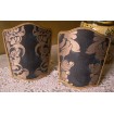 Wall Sconce Venetian Clip On Shield Shade Fortuny Fabric Midnight Blue & Silvery Gold Dandolo Pattern Half Lampshade