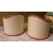Wall Sconce Clip On Shield Shade in Cream Parchment with Red Trim Half Lampshade