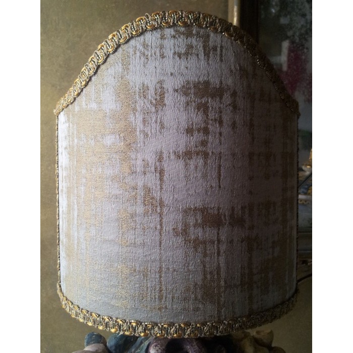 Clip On Lamp Shade in Rubelli Venier Jacquard Fabric Sand & Gold Half Lampshade