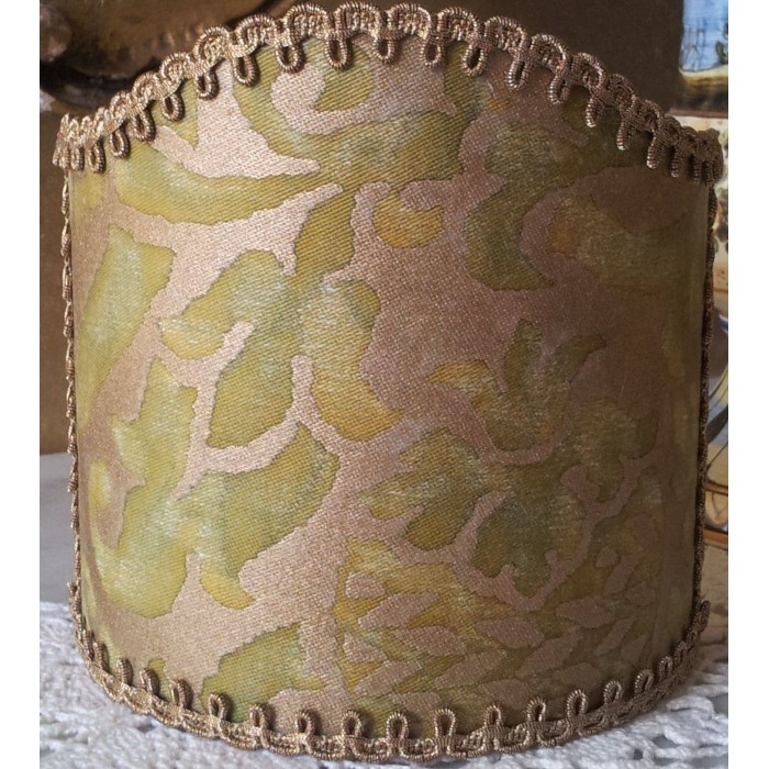 Wall Sconce Clip-On Shield Shade Fortuny Orsini in Bayou Green and Gold