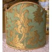 Wall Sconce Clip On Shield Shade in Green and Gold Silk Jacquard Rubelli Les Indes Galantes Pattern