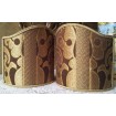 Wall Sconce Clip-On Shield Shade Brown and Gold Silk Lampas Rubelli Fabric Belisario Pattern Mini Lampshade