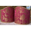 Wall Sconce Clip On Shield Shade in Cardinal and Gold Silk Jacquard Rubelli Les Indes Galantes Pattern