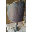 Vintage Blue Onyx Table Lamp with Blue and Gold Rubelli Fabric Lampshade