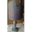 Vintage Blue Onyx Table Lamp with Blue and Gold Rubelli Fabric Lampshade