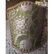 Wall Sconce Venetian Clip On Shield Shade Fortuny Fabric Green and Gold Persepolis Pattern Half Lampshade