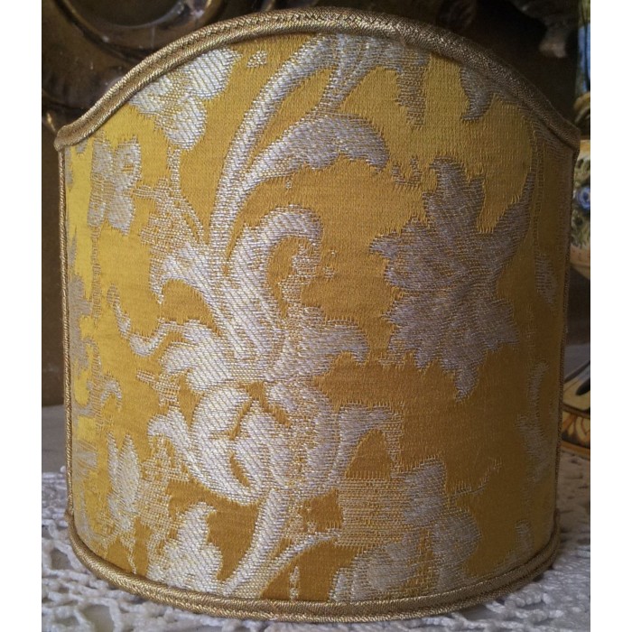 Wall Sconce Clip On Shield Shade Gold Silk Jacquard Rubelli Les Indes Galantes Pattern