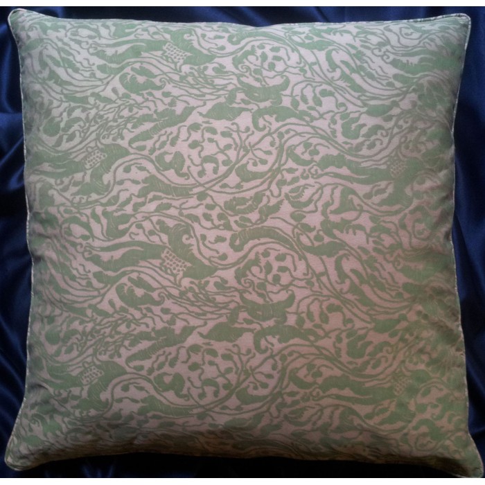 Throw Pillow Cushion Cover Fortuny Fabric Old Rose & Celadon Leopardi Pattern