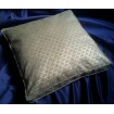 Fortuny Fabric Box Edge Throw Pillow Cushion Cover Green & Silvery Gold Canestrelli Pattern