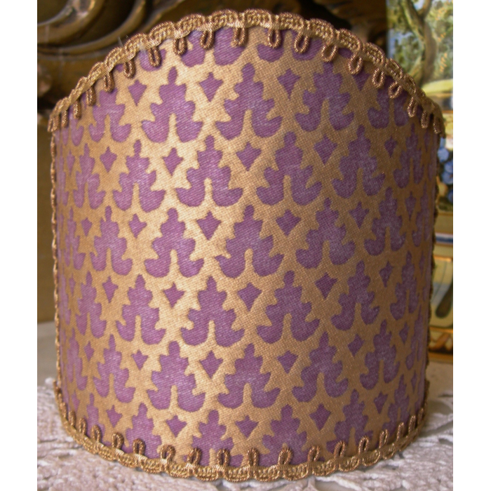 Wall Sconce Clip-On Shield Shades Fortuny Fabric Chinese Plum & Gold Murillo Pattern Half Lampshade