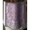 Half Fancy Square Lamp Shade Fortuny Fabric Carnavalet in Royal Purple & Silvery Gold