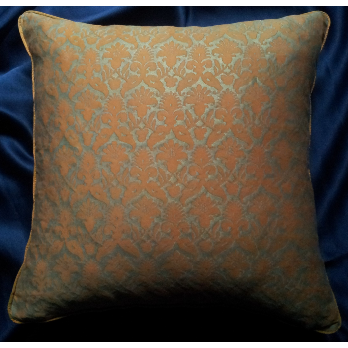 Throw Pillow Cushion Cover Fortuny Fabric Melon & Silvery Gold Delfino Pattern