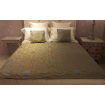 Luxury Custom-Sized Bedspread for Four Poster Bed Blue & Gold Silk Jacquard Rubelli Fabric Les Indes Galantes Pattern