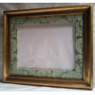 Gilt Gold Leaf Wooden Picture Frame with Silk Damask Rubelli Fabric Hand-Wrapped Passepartout Jade Ruzante Pattern