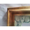 Gilt Gold Leaf Wooden Picture Frame with Silk Damask Rubelli Fabric Hand-Wrapped Passepartout Jade Ruzante Pattern