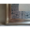 Silver Leaf Wooden Picture Frame with Hand-Wrapped Passepartout Silk Brocatelle Rubelli Fabric Tebaldo Pattern