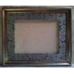 Silver Leaf Wooden Picture Frame with Hand-Wrapped Passepartout Silk Brocatelle Rubelli Fabric Tebaldo Pattern