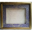 Gilt Gold Leaf Carved Wooden Frame with Fortuny Fabric Hand-Wrapped Passepartout Royal Purple & Silvery Gold Carnavalet Pattern