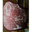 Italian Lamp Shade Rubelli Jacquard Fabric Red & Off White Fiammetta Pattern