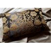 Lumbar Throw Pillow Cushion Cover Ebony and Gold Silk Brocatelle Rubelli Fabric Castiglione Pattern