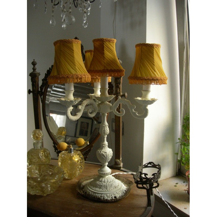 Antica Lampada Candeliere in Bronzo Shabby Chic