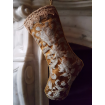 Chaussette de Noël Fait Main en Tissu Jacquard de Soie Rubelli Les Indes Galantes Bronze et Argent