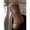Luxury Christmas Stocking Blue & Gold Silk Brocatelle Rubelli Fabric Tebaldo Pattern
