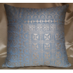 22" x 22" Fortuny Throw Pillow Cushion Cover Slate Blue & Silvery Gold Ashanti Pattern