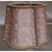 Fancy Square Lamp Shade Fortuny Fabric Apricot & Silvery Gold Campanelle Pattern Florentine Lampshade