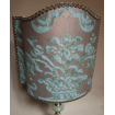 Venetian Lamp Shade Fortuny Fabric Peacock & Silvery Gold Carnavalet Pattern 