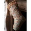 Luxury Christmas Stocking Fortuny Fabric Aquamarine & Silvery Gold Richelieu Pattern